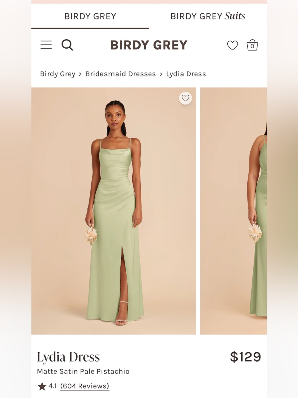 Birdie Grey Lydia Dress Matte Satin Pale Pistachio